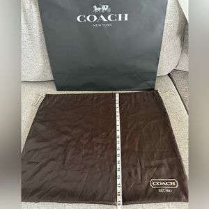 Vintage Coach Dust Bag- Brown Satin & Cream Drawstring. Cream Logo.